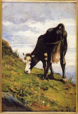“Mucca al pascolo†di Lorenzo Delleani.