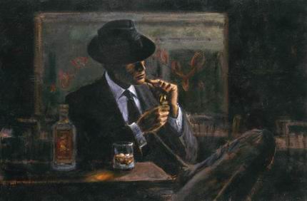 Milonguero con bicchiere di whisky e sigarettina d’ordinanza.