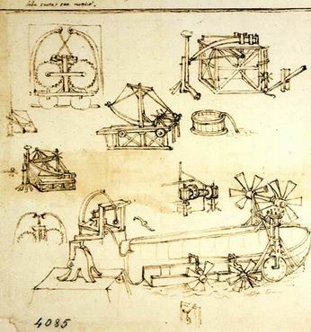 Disegno di Leonardo macchine idrauliche