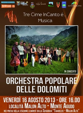 Tre Cime InCanto è...Musica, concerto con l'Orchestra Popolare delle Dolomiti